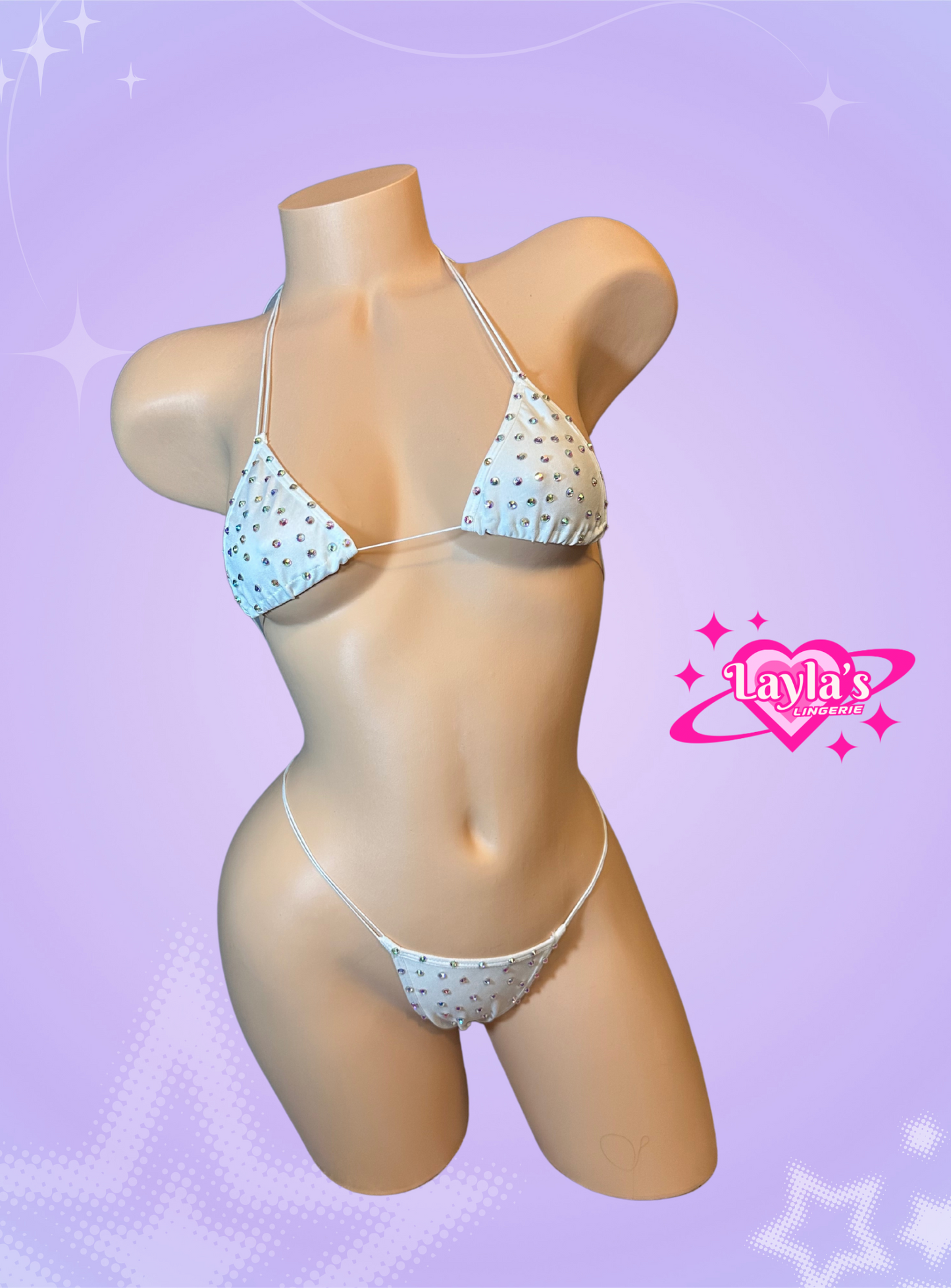 The Vixen Microkini, Black or White with Rhinestones