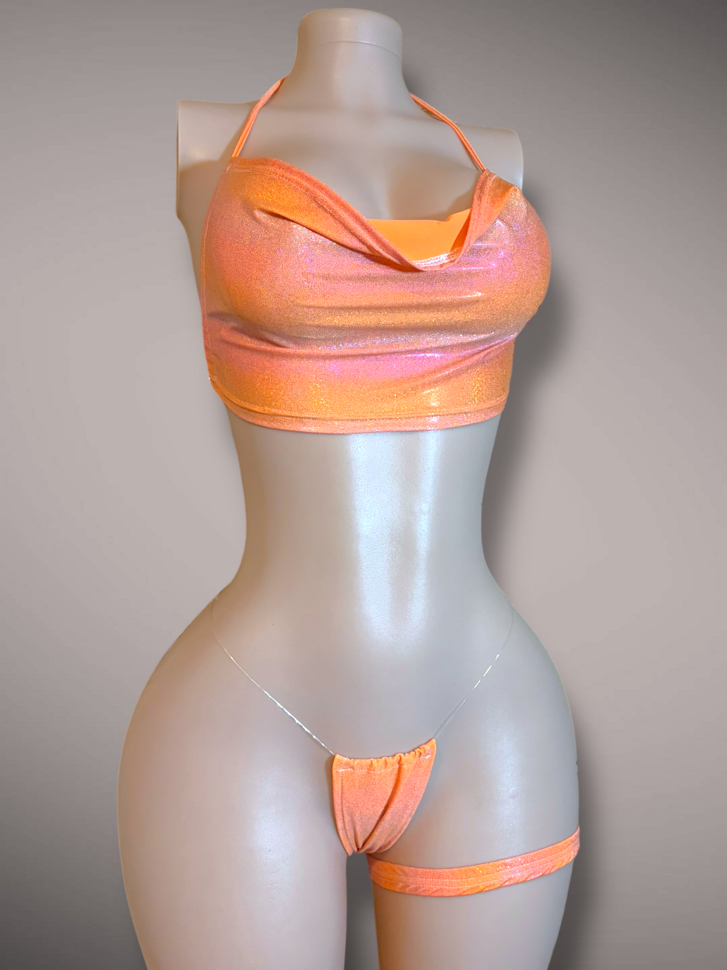 Orange Holo Cowl Neck 3 pc Set