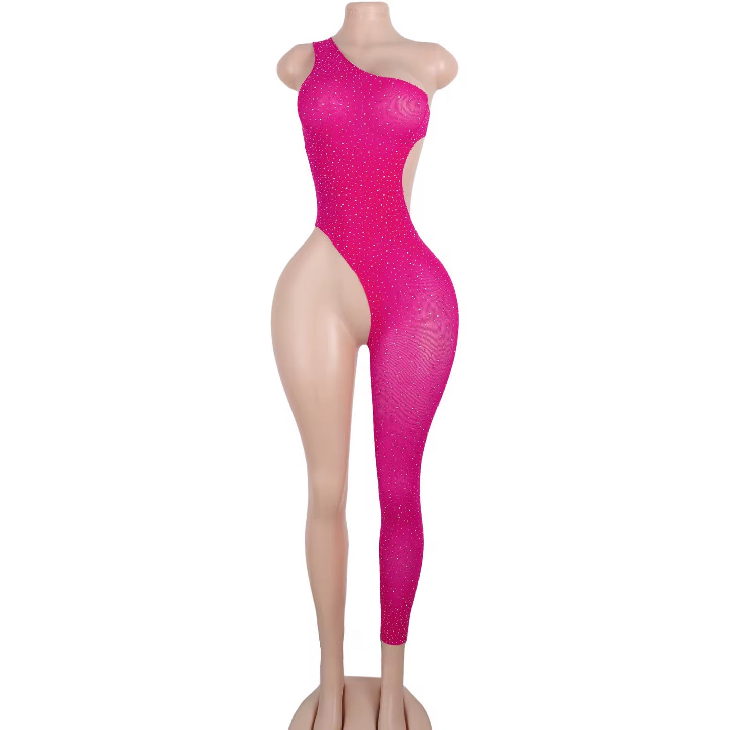 One Leg Fishnet Lace Bodysuit