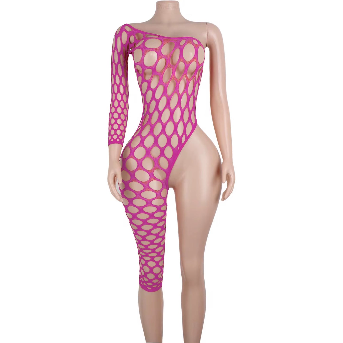 One Leg Fishnet Bodysuit (Without Rhinestones)