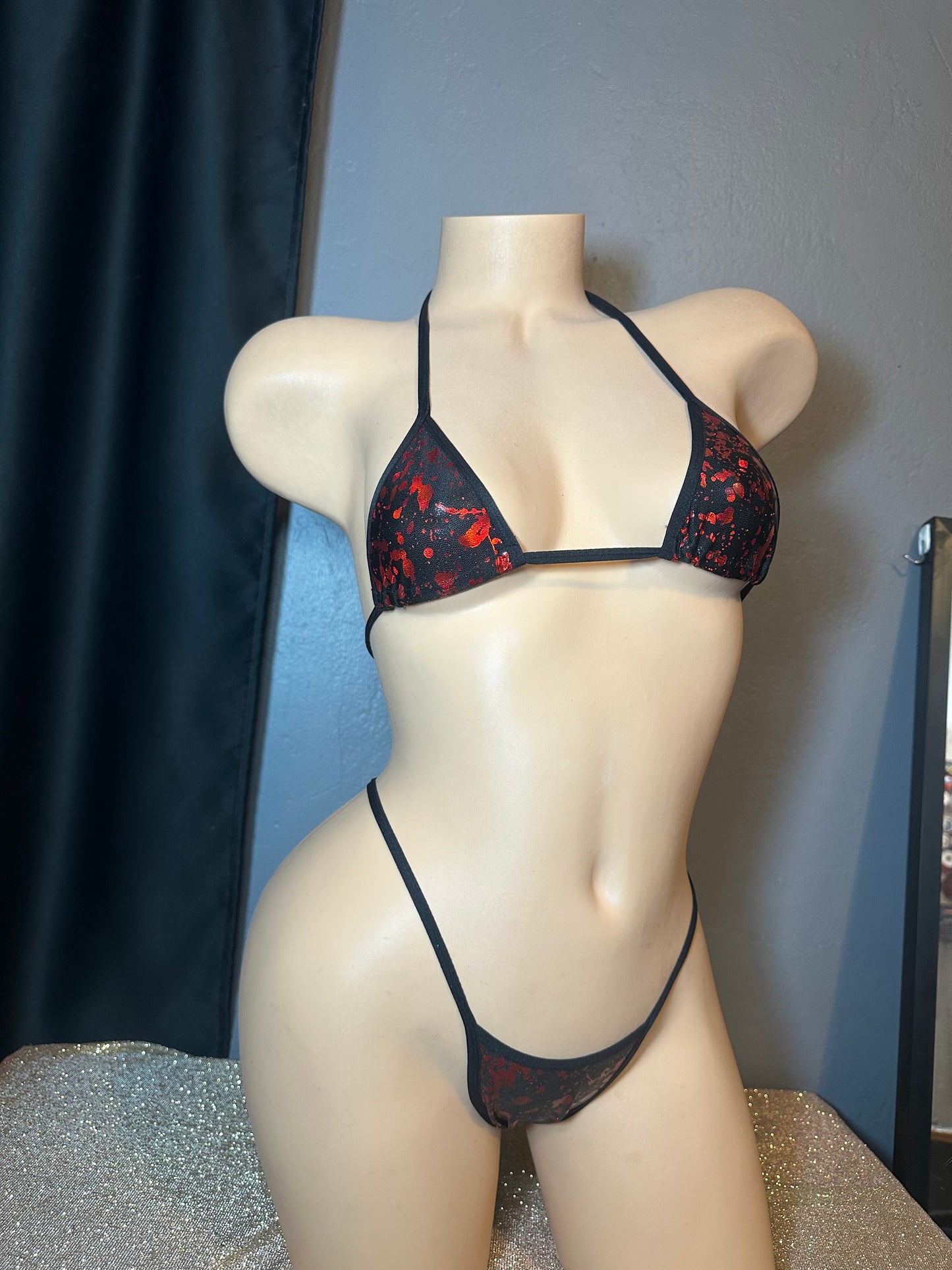 Black and Red Blood Spatter Bikini