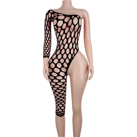 One Leg Fishnet Bodysuit (Without Rhinestones)