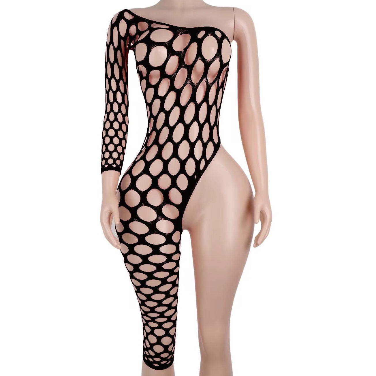 One Leg Fishnet Bodysuit (Without Rhinestones)