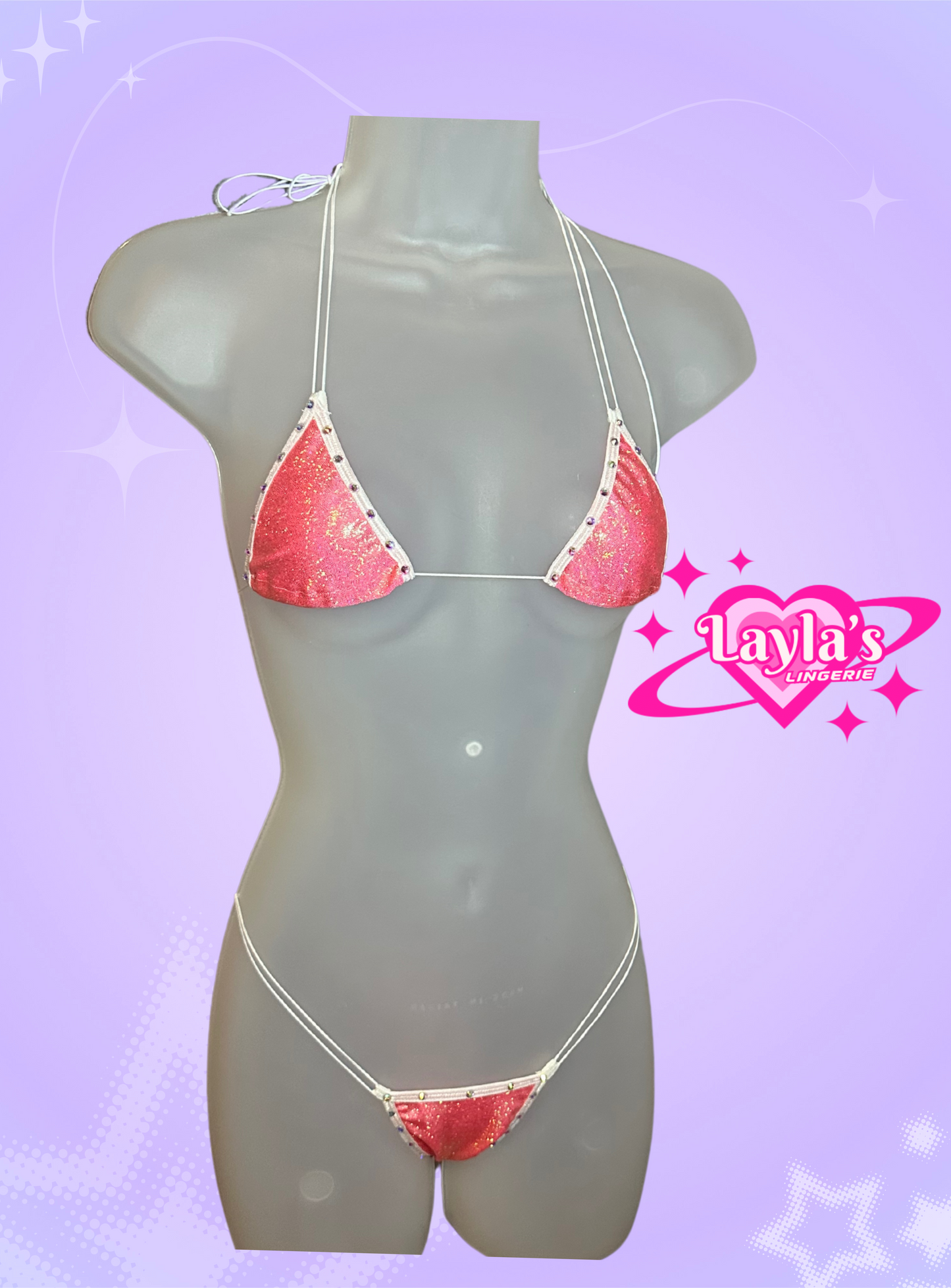 The Vixen Microkini, Metallic Pink + White