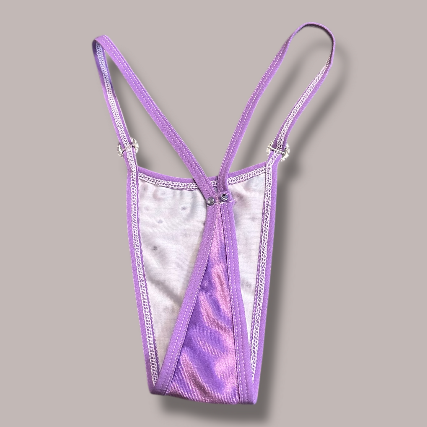 Purple Velvet Thong Bikini with Gems