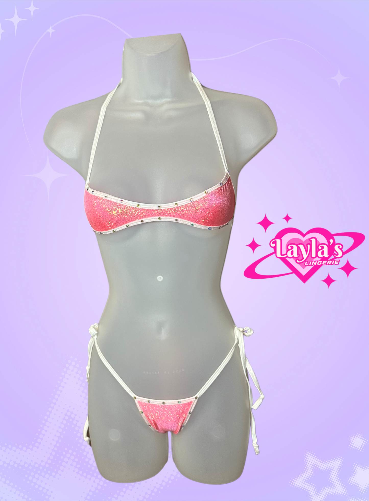 The Jade Bikini, Metallic Pink and White