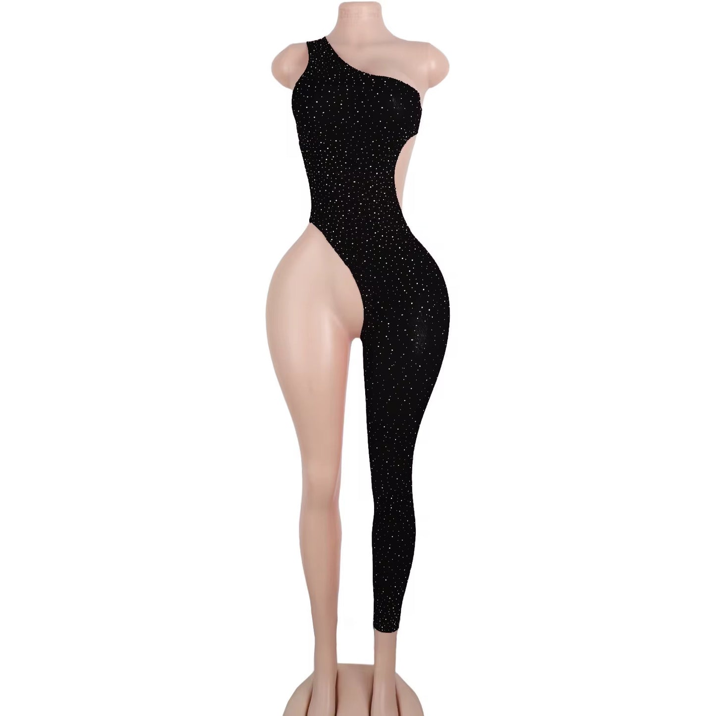 One Leg Fishnet Lace Bodysuit