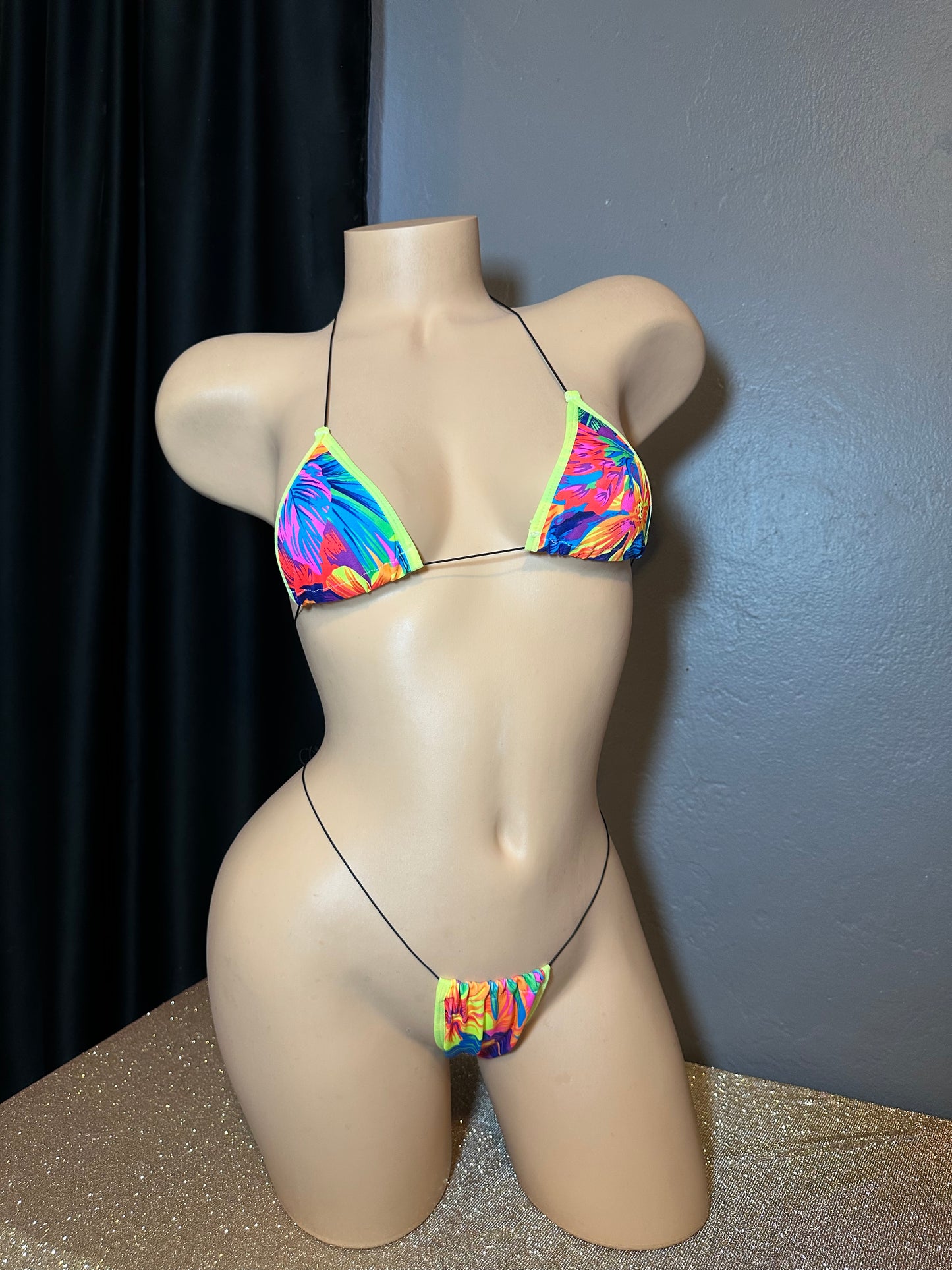 The Nova Microkini, Neon Hawaiian Print