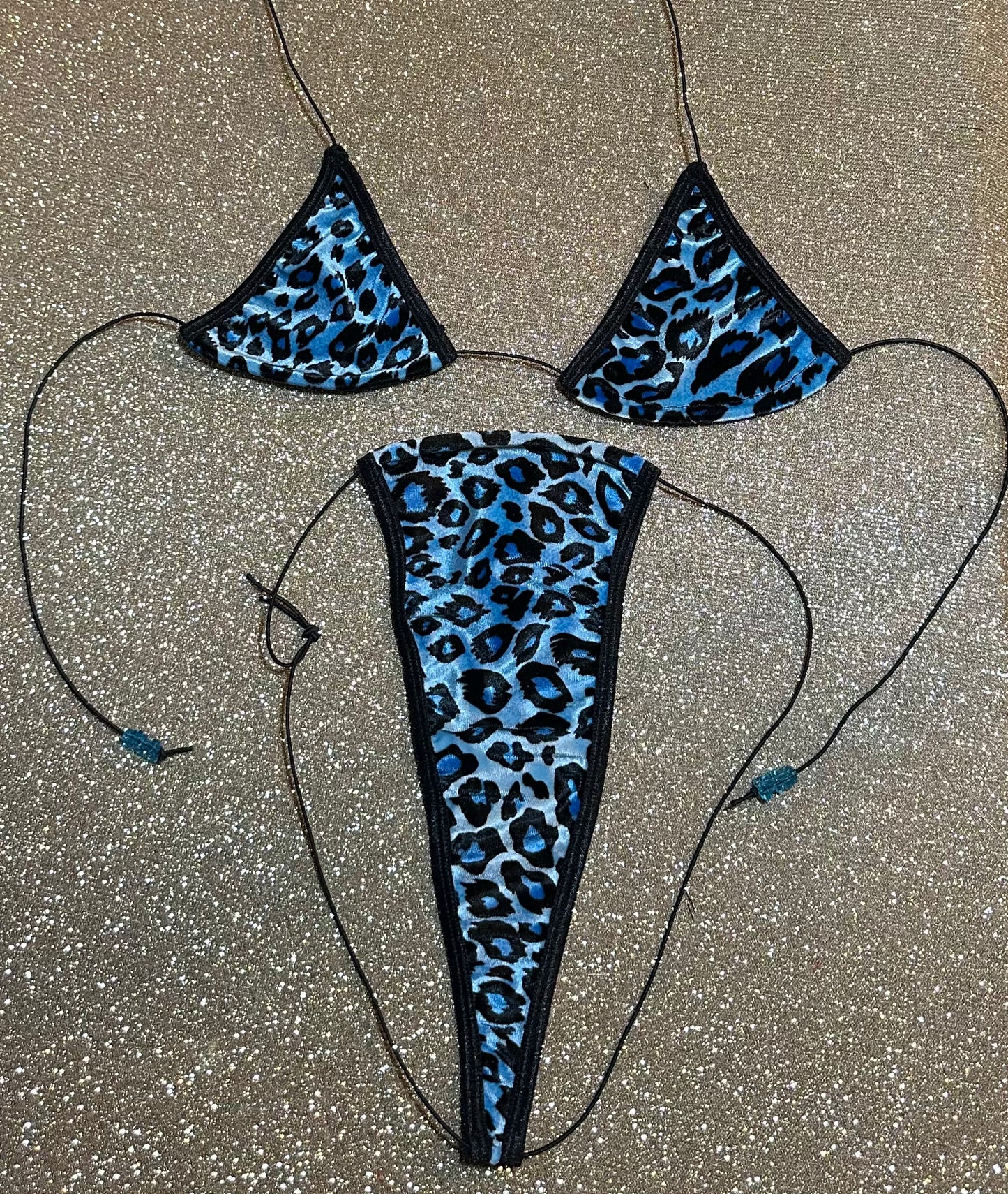 The Nova Microkini, Blue Velvet Leopard Print