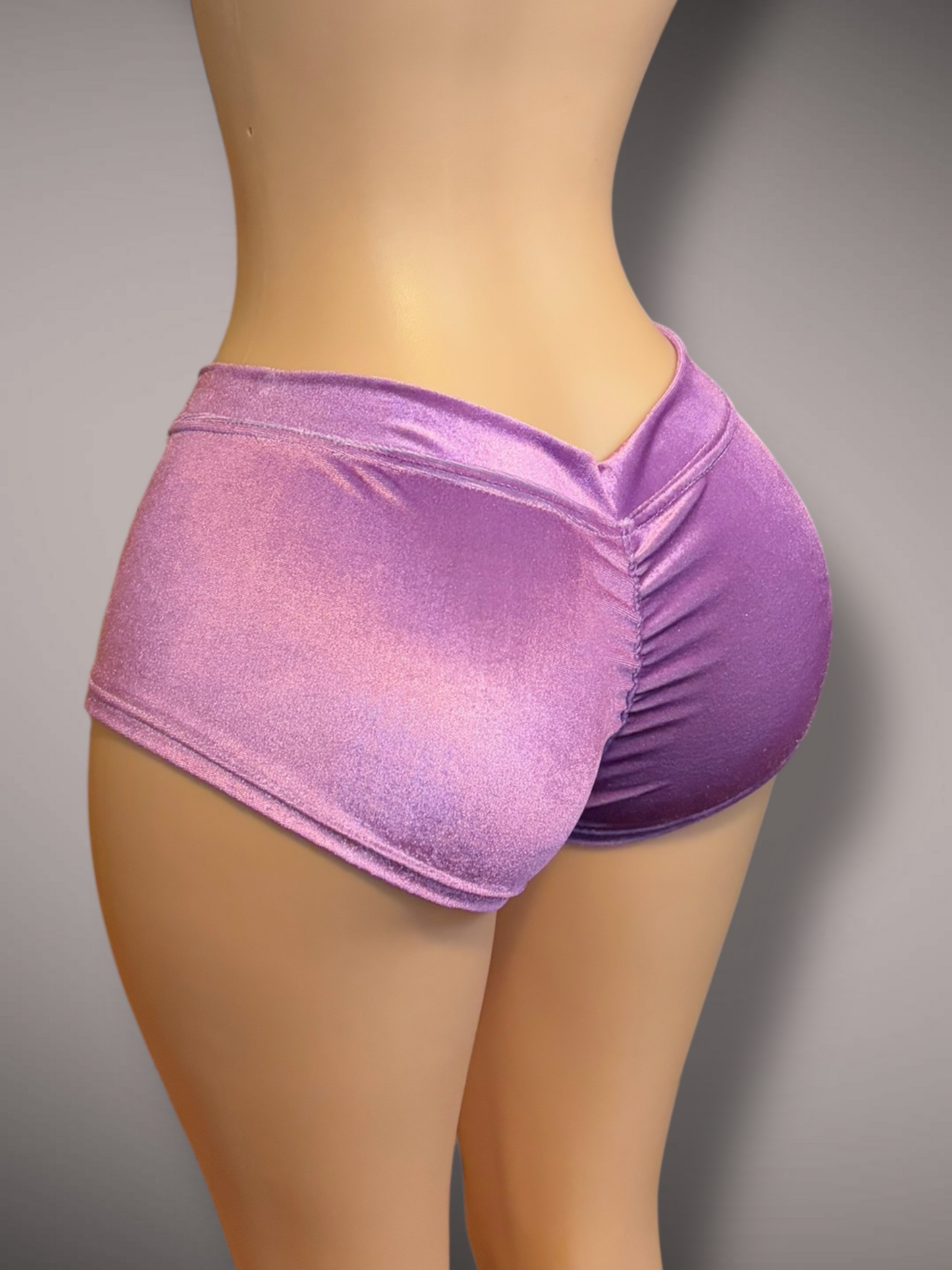 Purple Velvet Pole Shorts