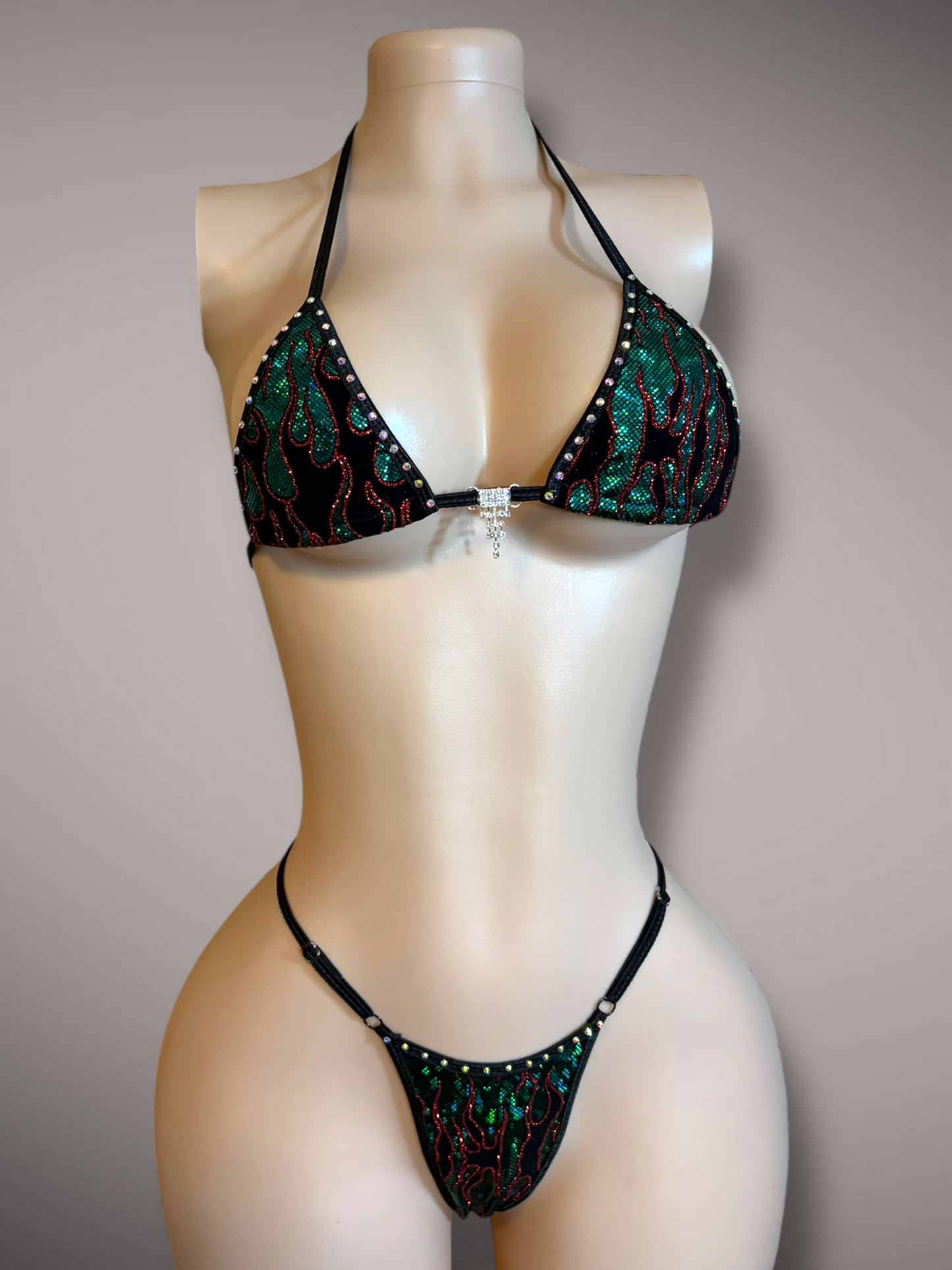 Green and Black Flames 2 piece Set