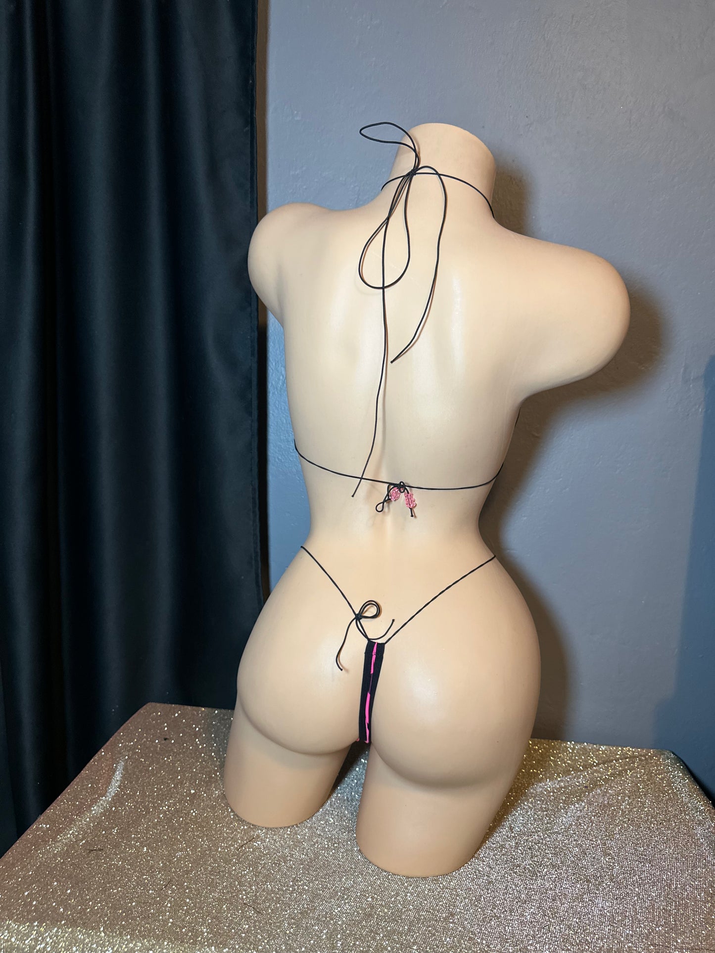 The Nova Microkini, Pink And Black Polka Dots With Bows