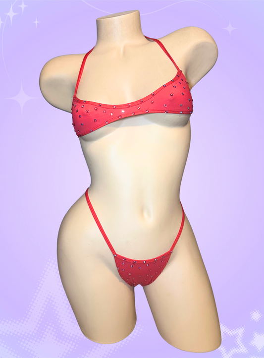 The Jade, Red with Rhinestones