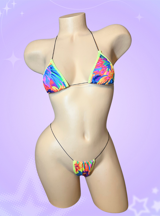 The Nova Microkini, Neon Hawaiian Print