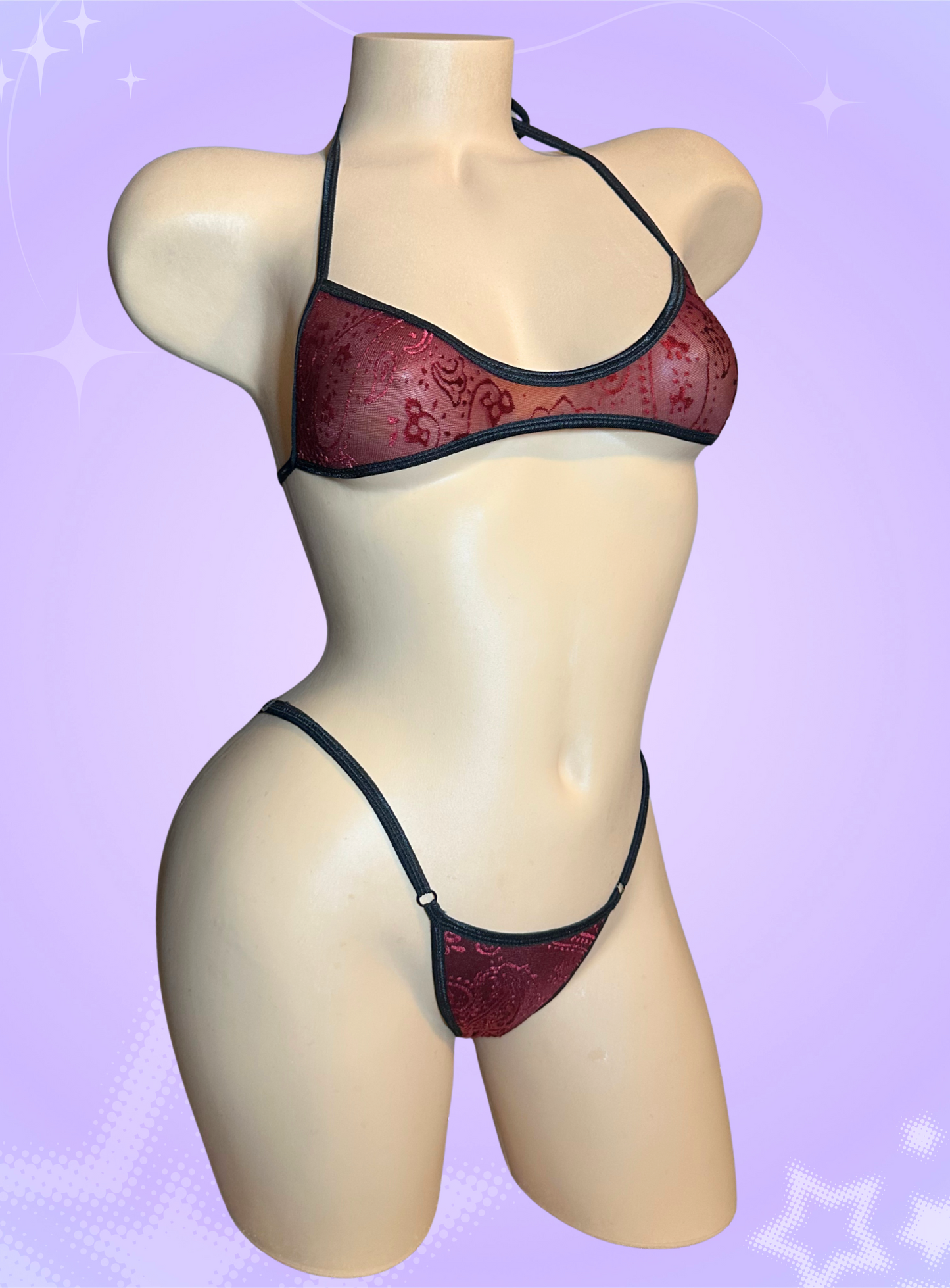 The Jade, Wine + Black  Paisley Sheer Velvet 2 Piece