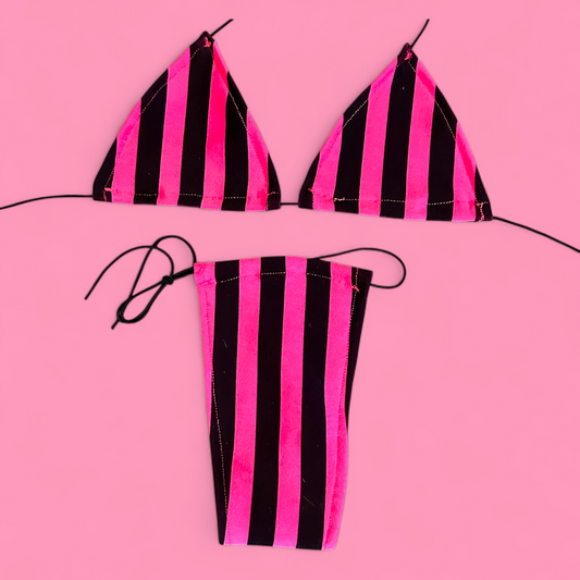 The Nova Microkini, Pink + Black Stripes