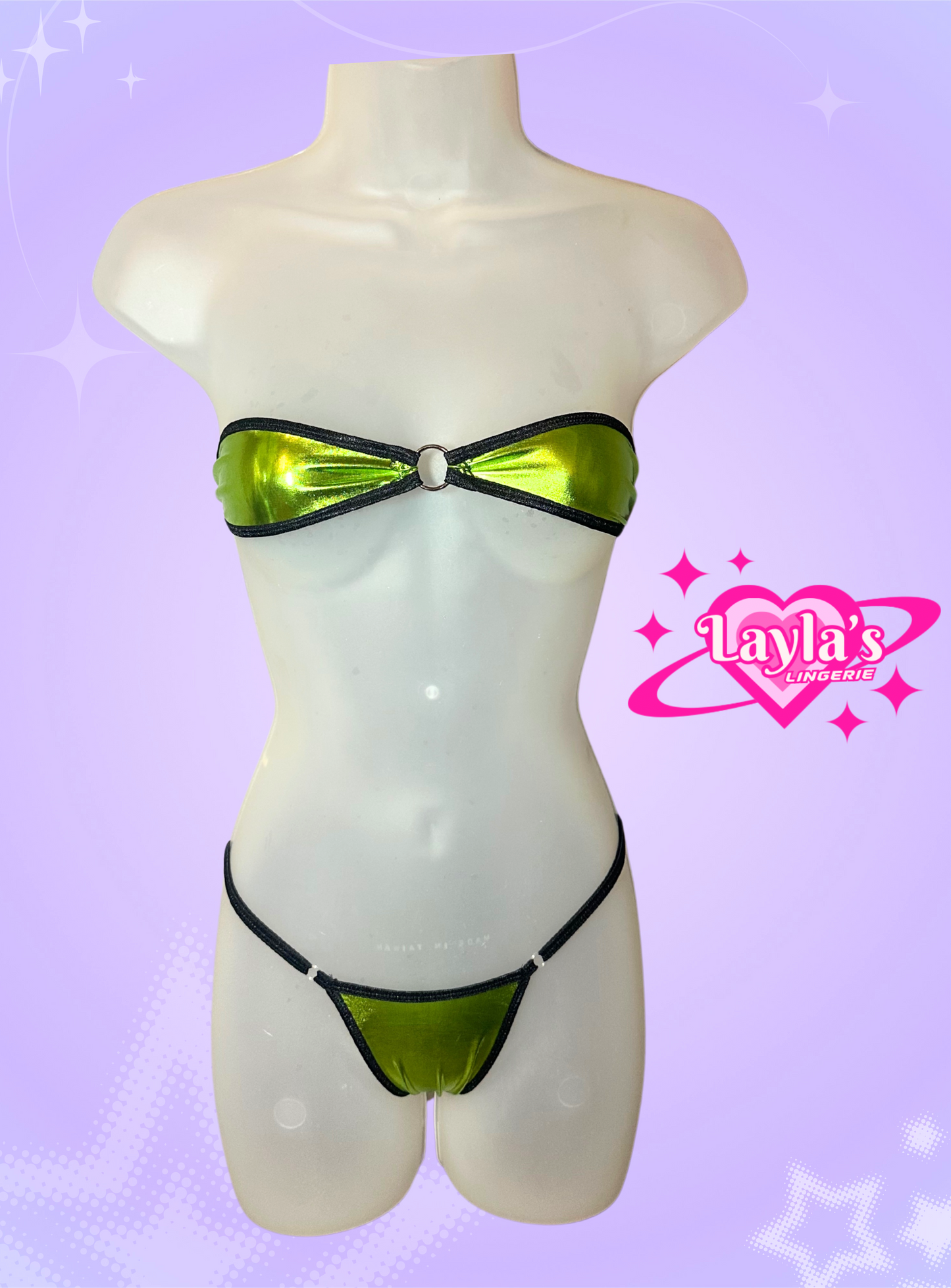 The Gianna Bikini, Metallic Green + Black