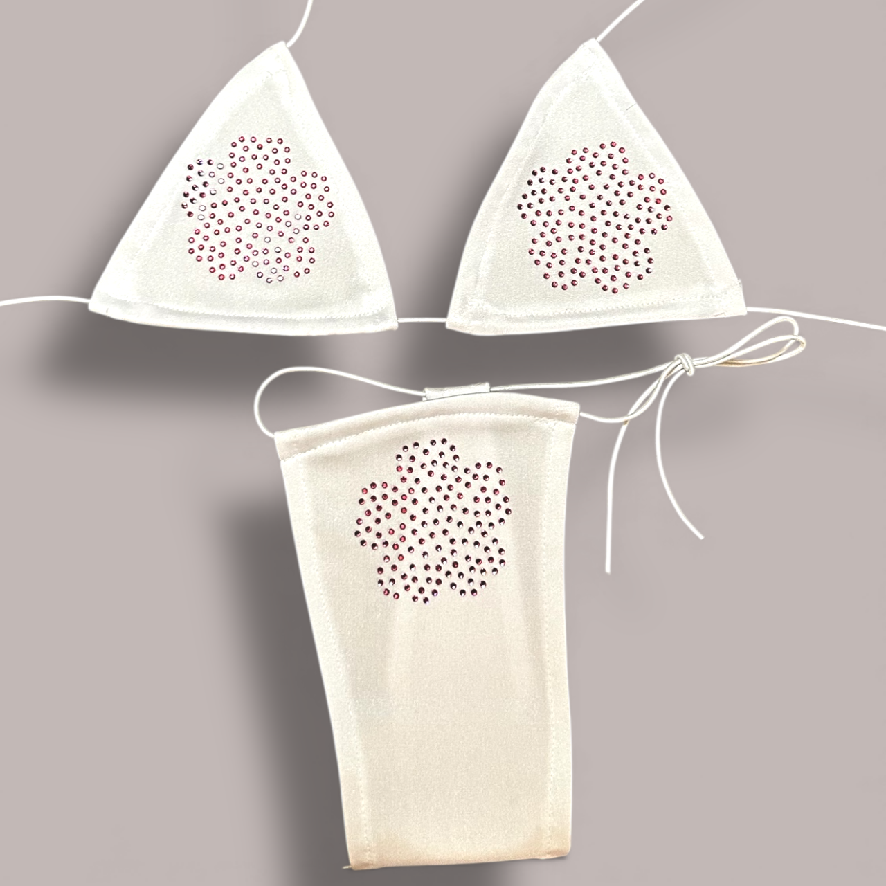 The Nova Microkini, White + Pink Rhinestone Sakura