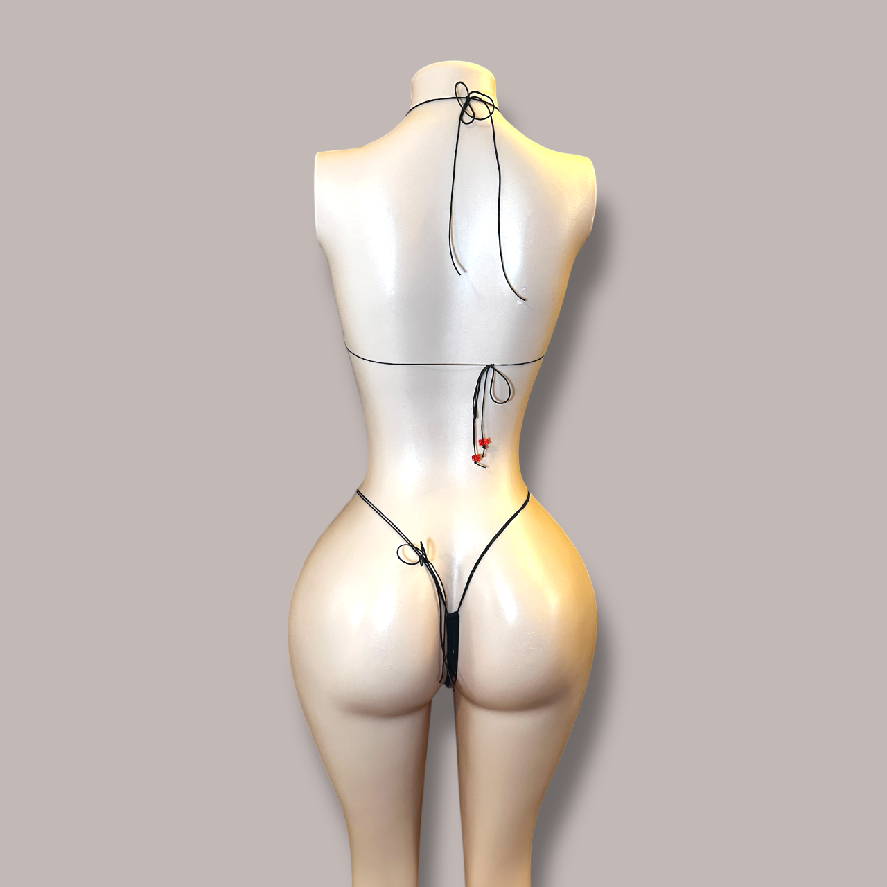 The Vixen Microkini, Wine Red Velvet Paisley with Bows