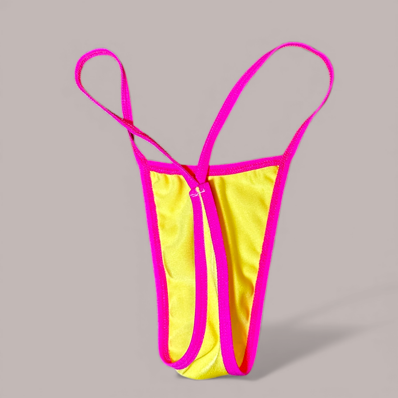 Pink + Yellow Colorblock Thong Bikini