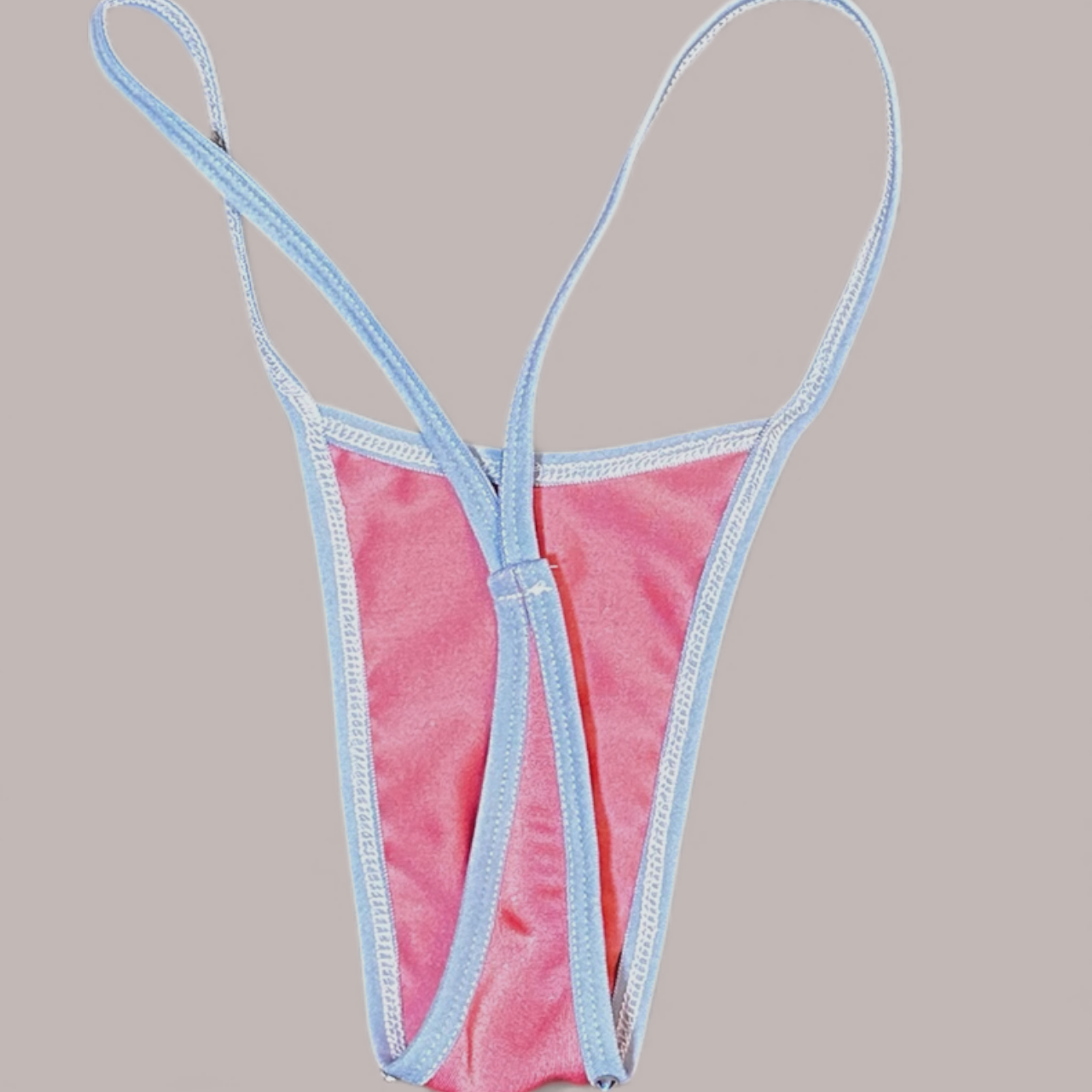 Blue + Pink Pastel Colorblock Thong Bikini