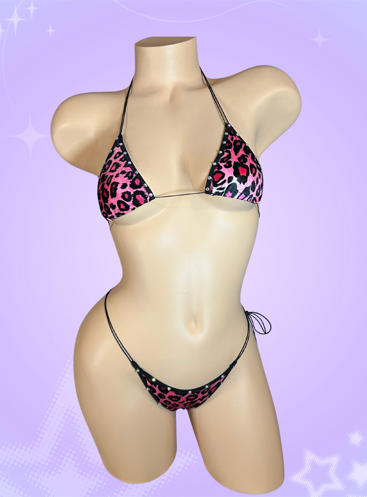 Vixen Microkini, Pink and Black Velvet Leopard