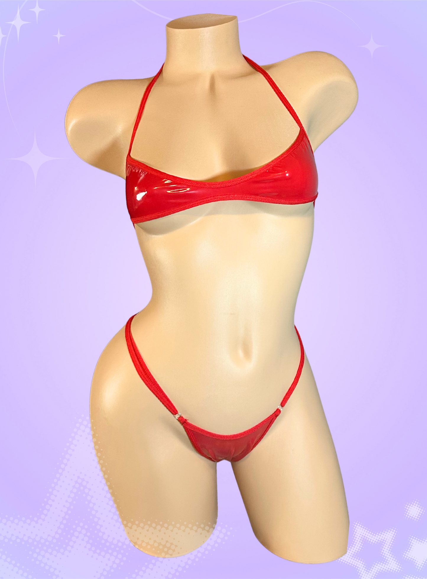The Gianna Bikini red faux latex