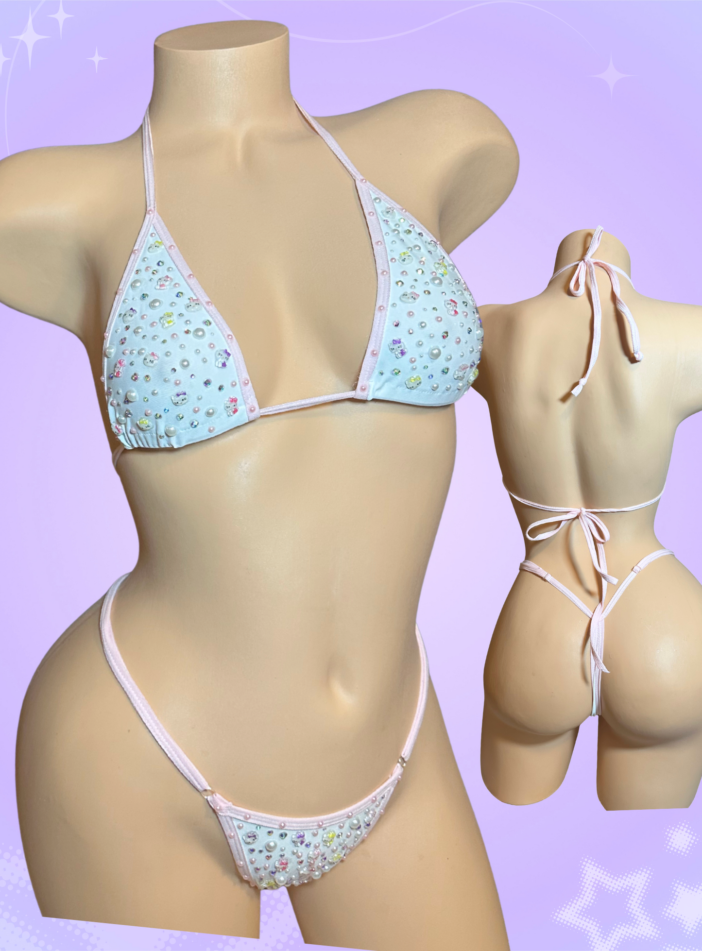 White and Pink Junk Charms Bikini