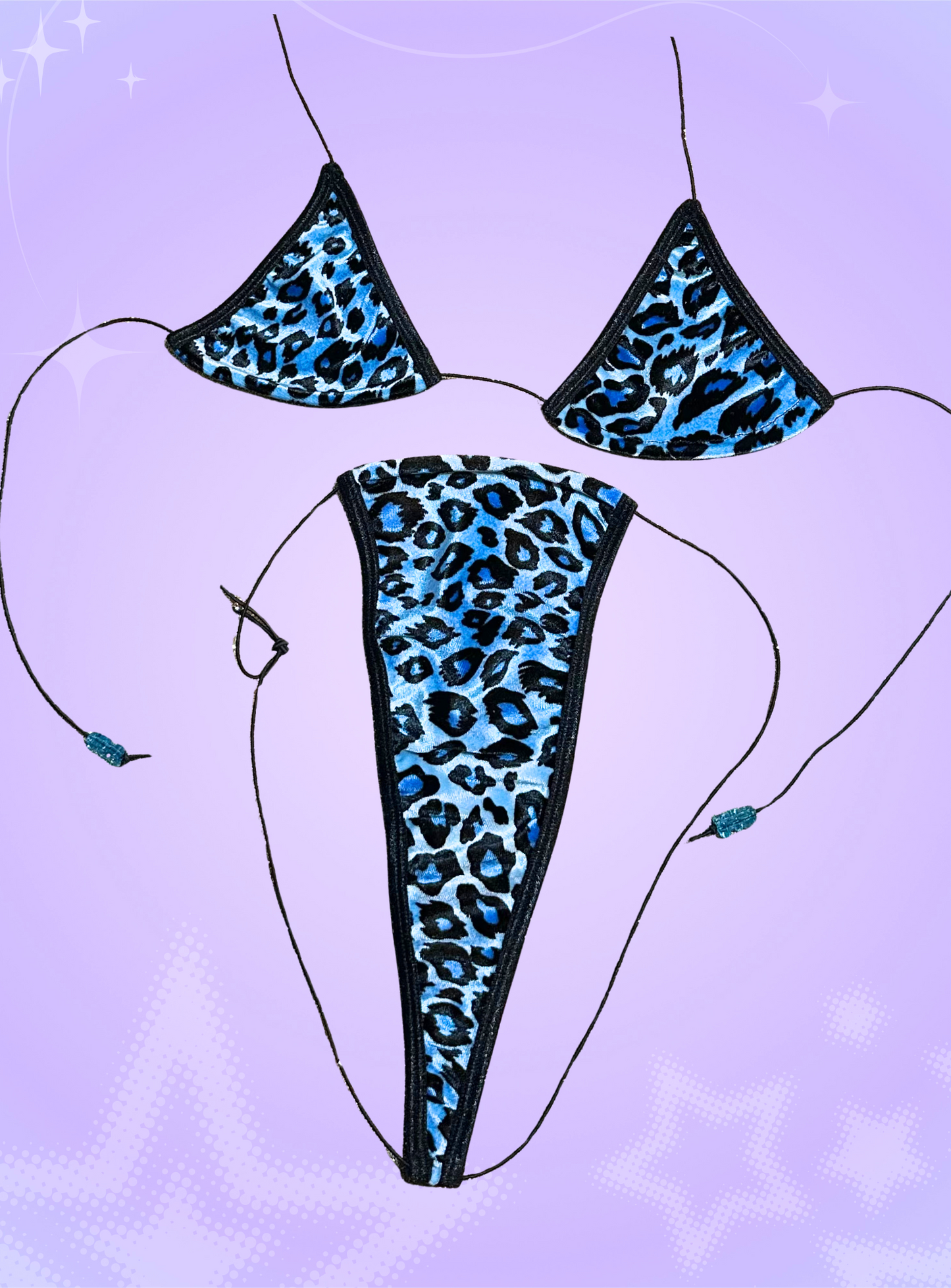 The Nova Microkini, Blue Velvet Leopard Print