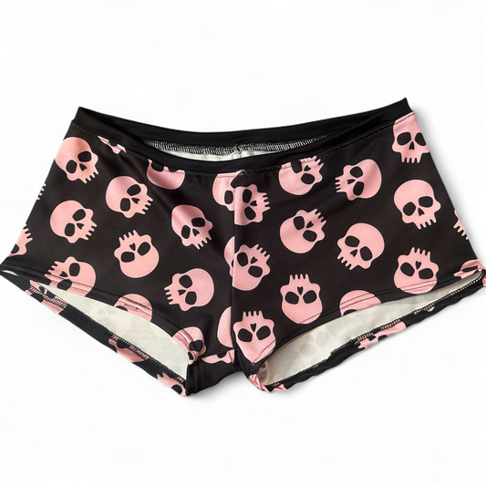Black + Pink Skull Pole Shorts