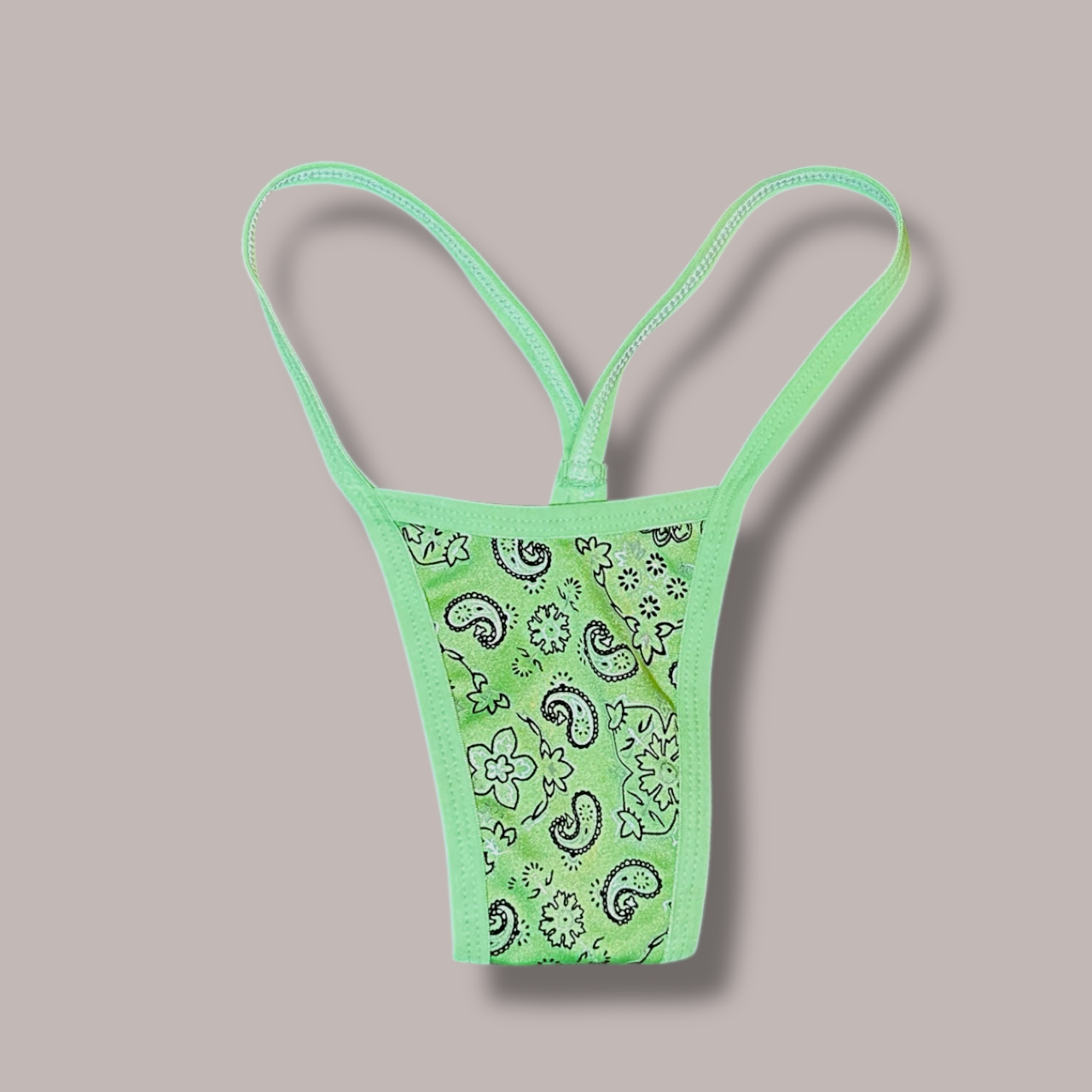 Green Paisley Thong Bikini