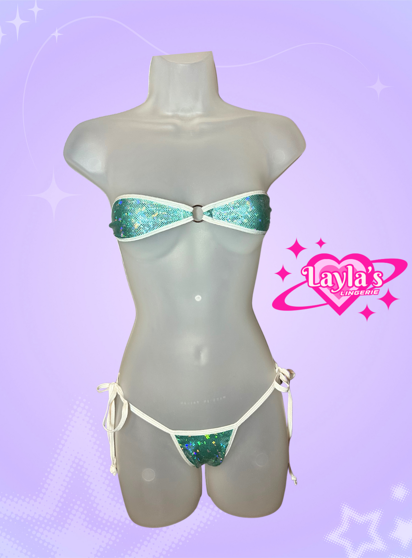 The Gianna Bikini, White + Metallic Blue