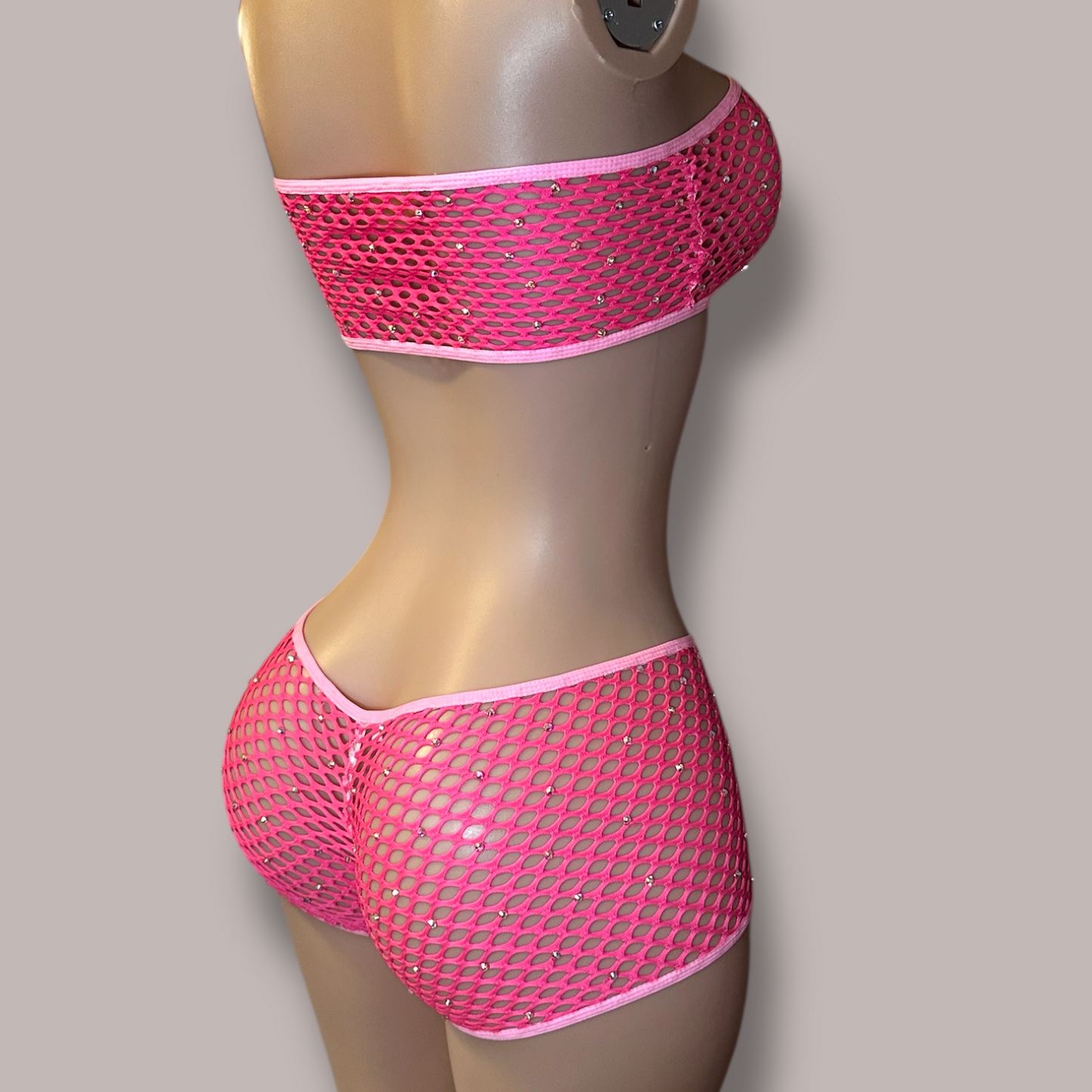 Bubblegum Pink 2 pc Fishnet Set