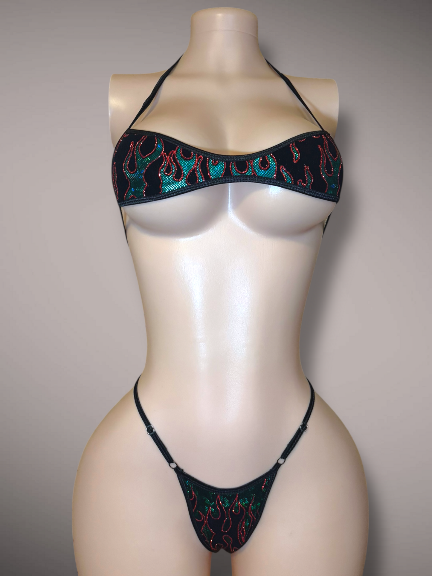 Green and Black Flames Jade Set