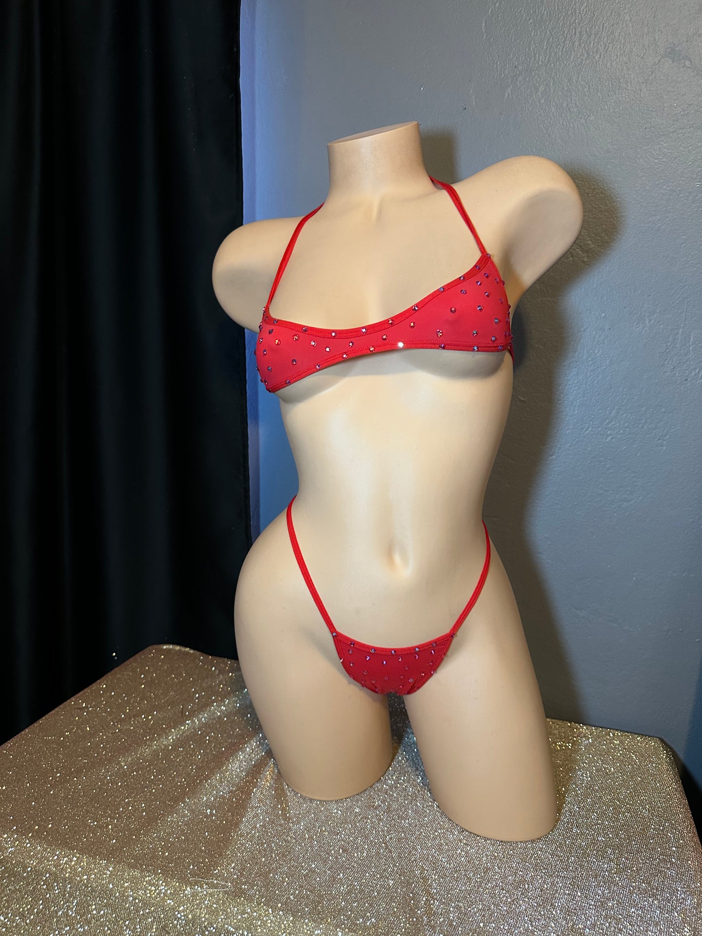 The Jade, Red with Rhinestones