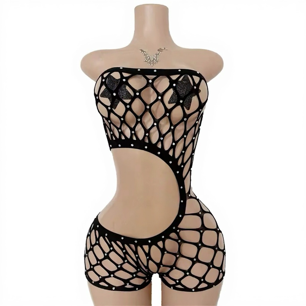 Fishnet Cutout Romper