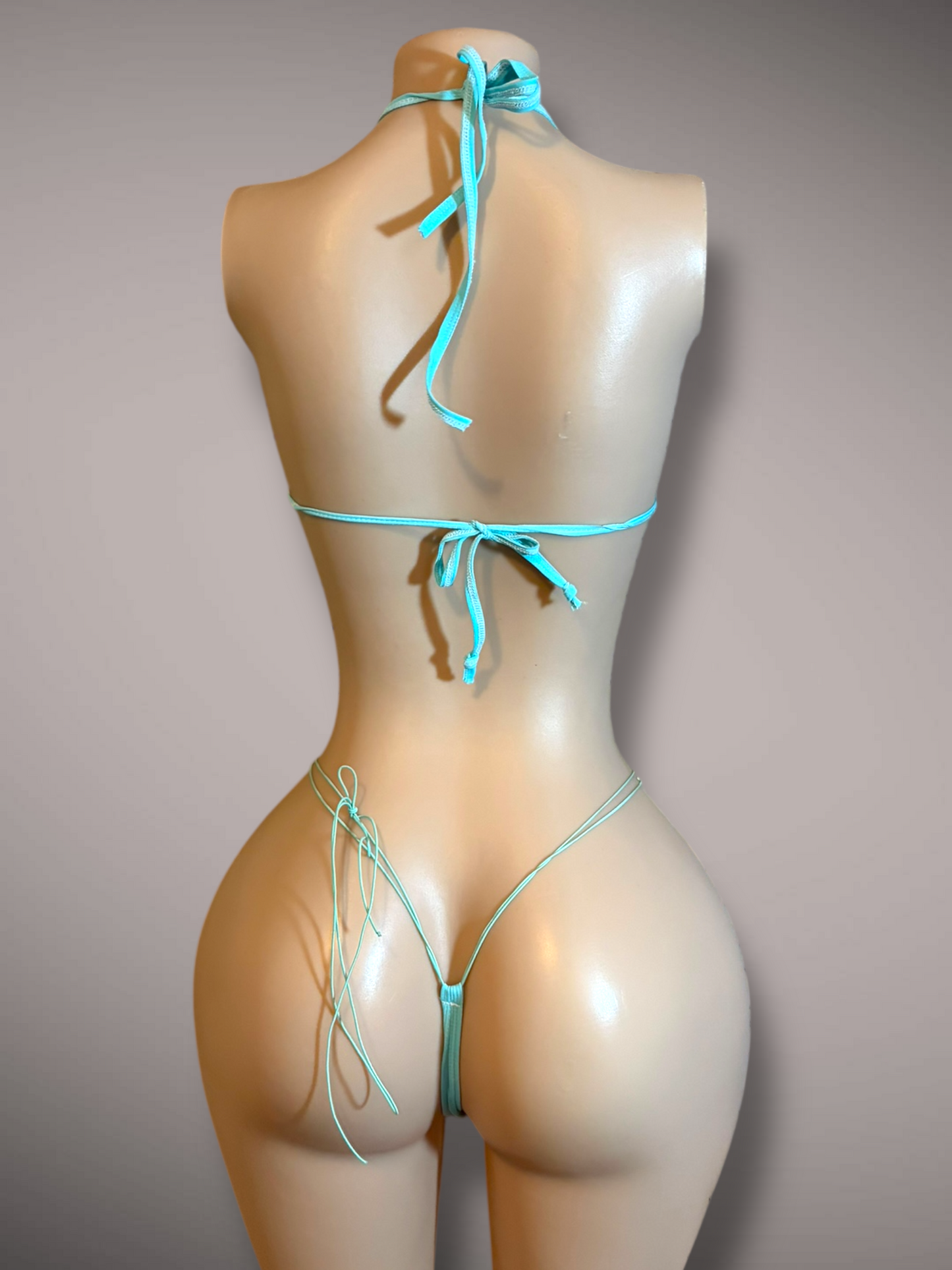 Light Blue Rhinestone 2 Piece Bikini