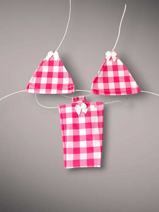The Nova Microkini, Pink & White Gingham with Bows