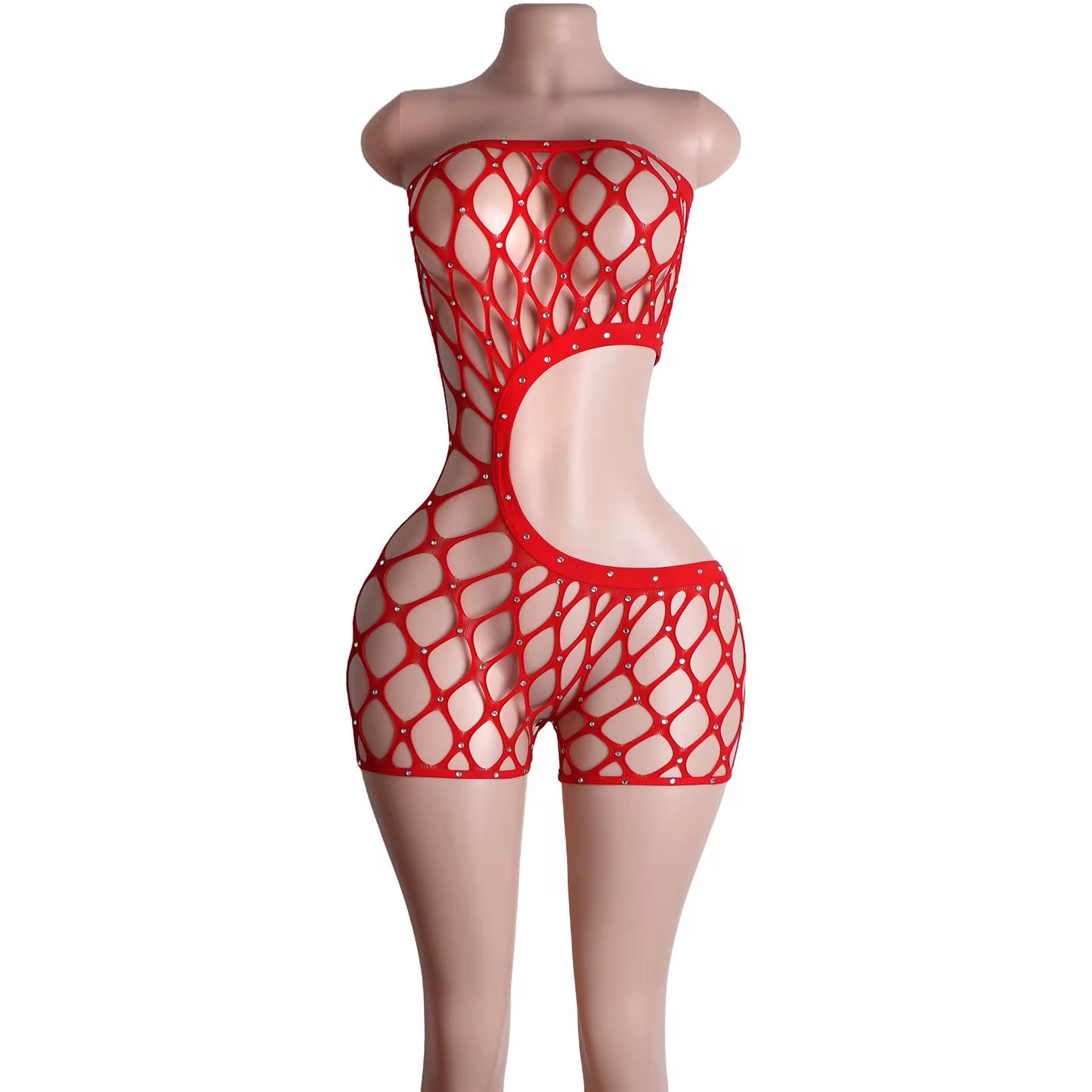 The Cleo Fishnet Cutout Romper