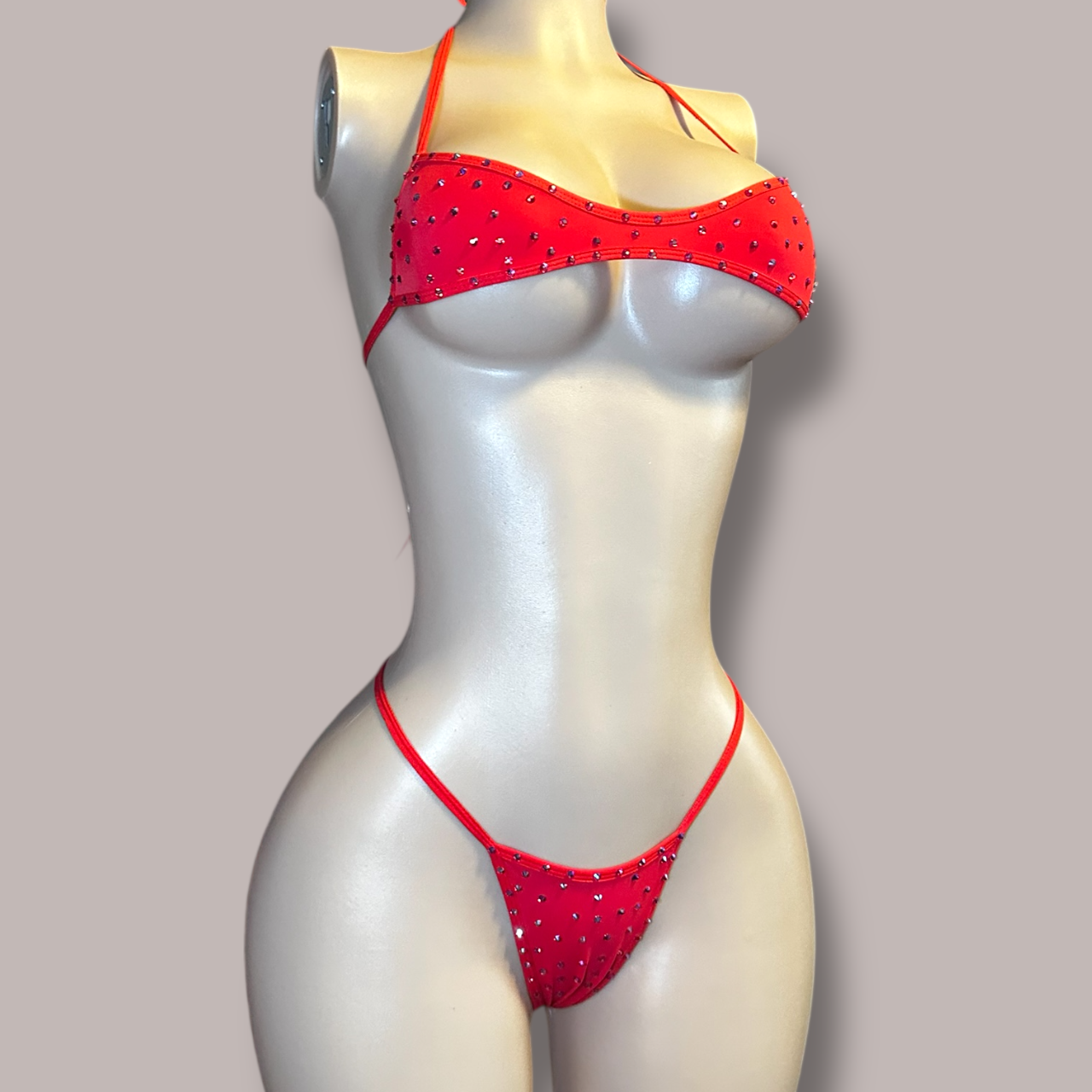 Red Rhinestoned Jade Bikini