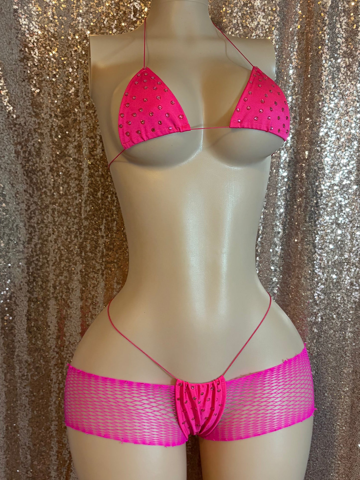 Hot Pink Rhinestone Microkini