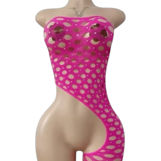 The Angel One Leg Fishnet Romper