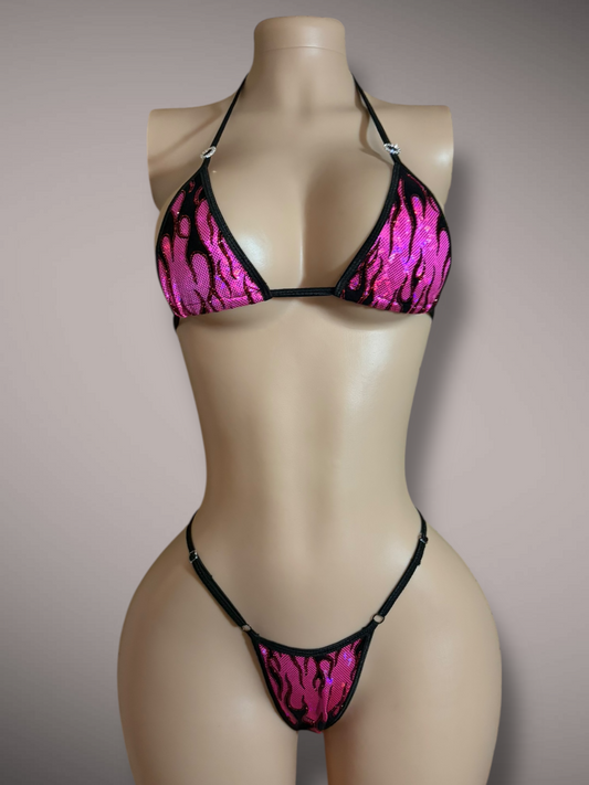 Pink and Black Flames 2 piece Set