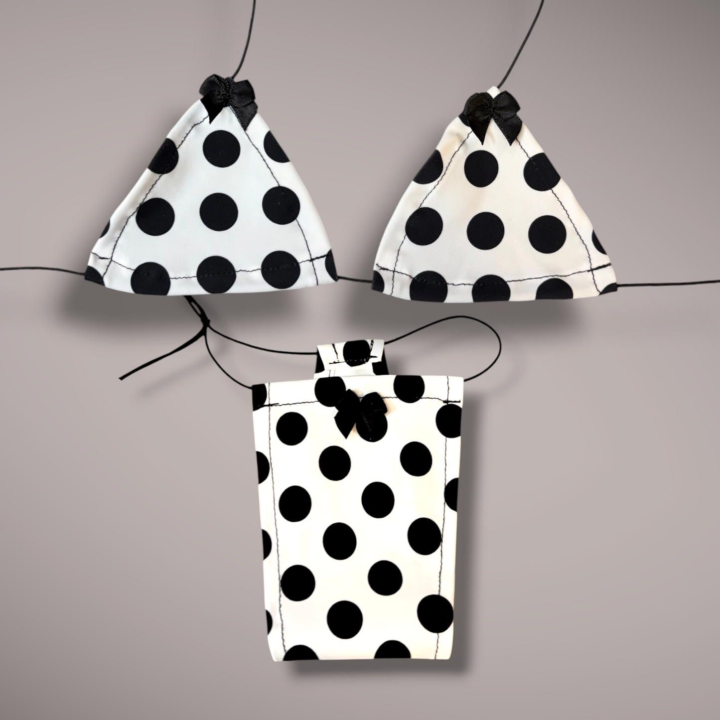 The Nova, Black & White Polka Dots with Bows