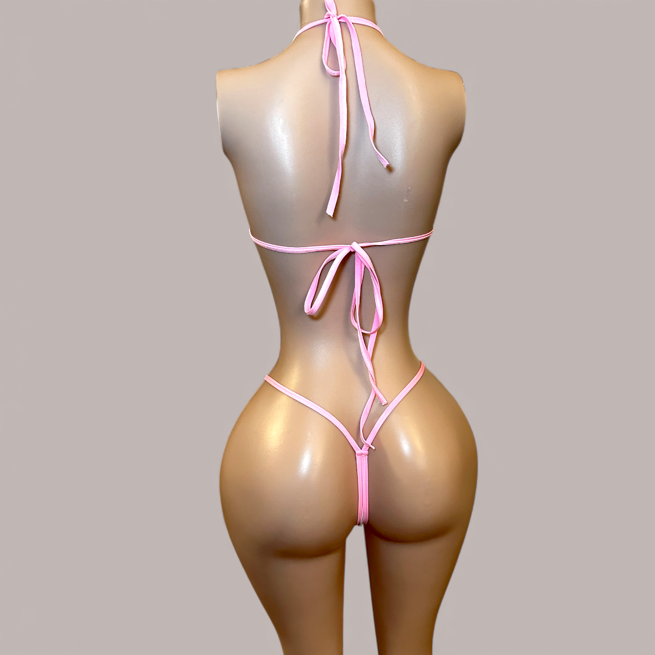 White + Pink Rhinestone Bunny Bikini