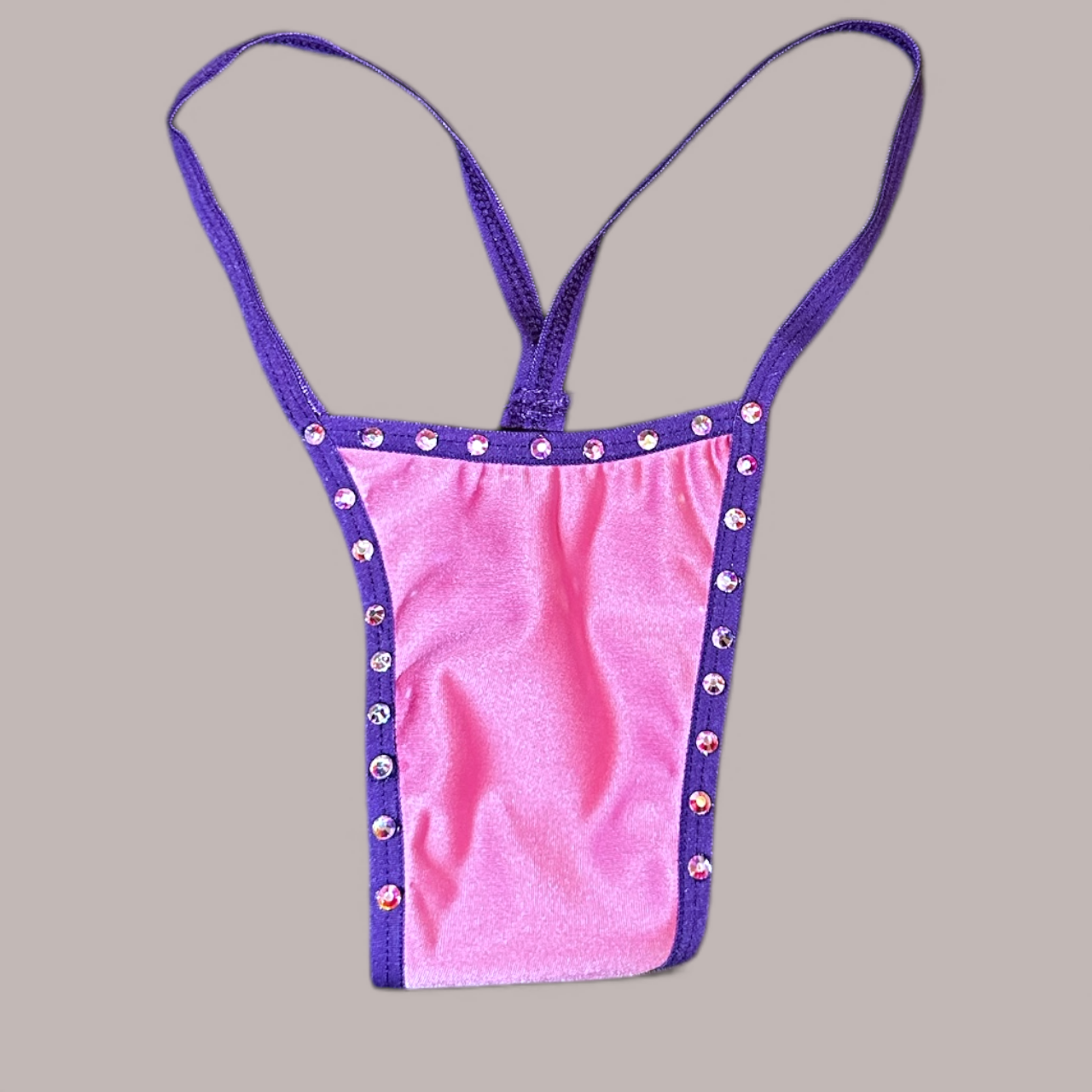 Pink + Purple Colorblock Thong Bikini