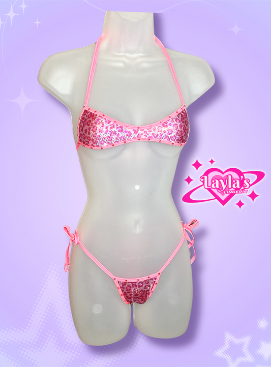 The Jade Bikini, pink holographic cheetah print