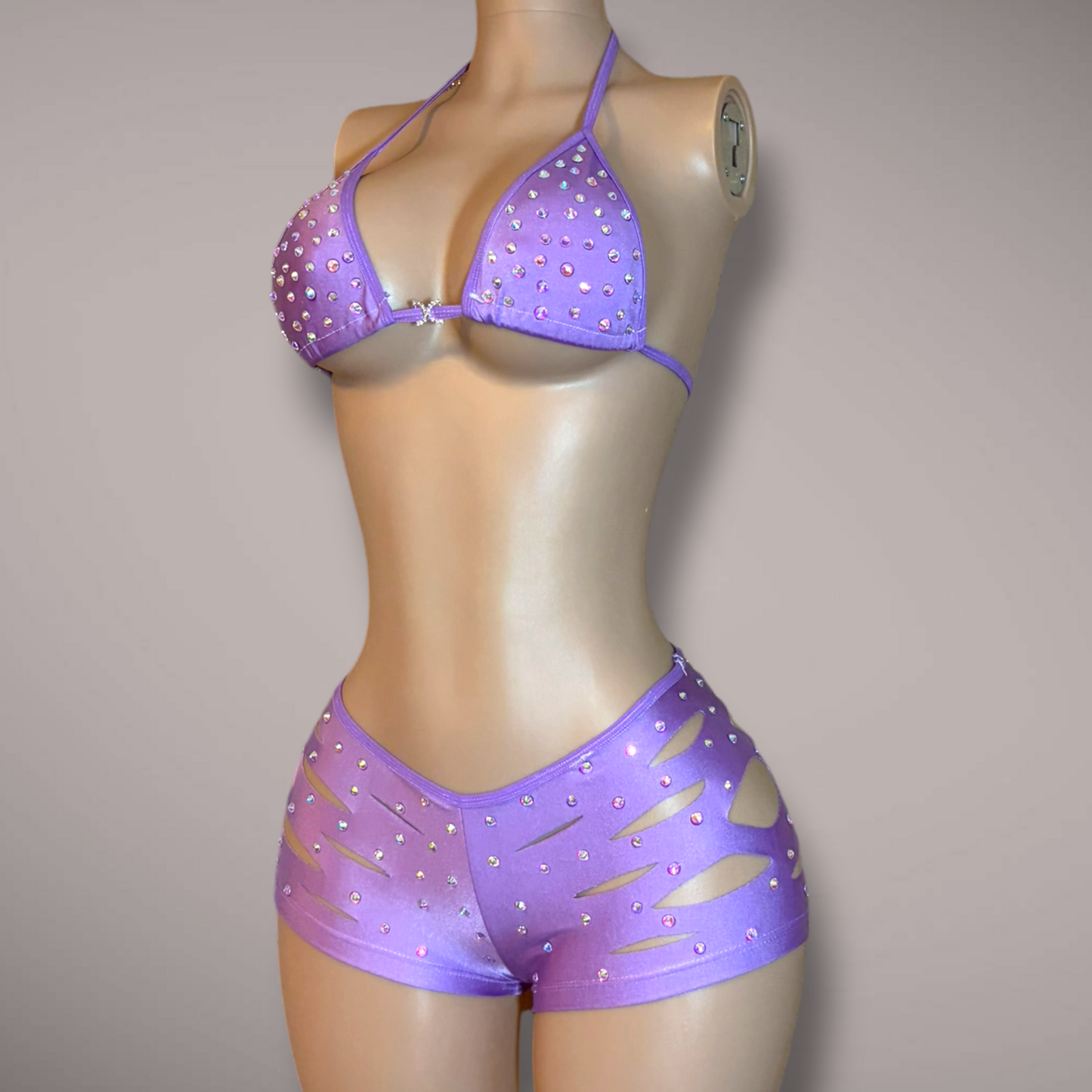 Purple Slit Shorts Set