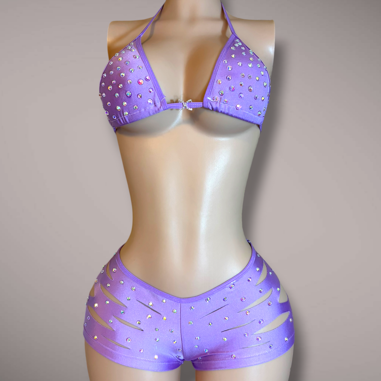 Purple Slit Shorts Set