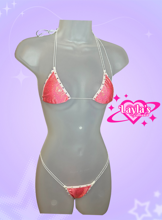 The Vixen Microkini, Metallic Pink + White